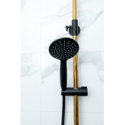 Kolumna natryskowa RUBIO, biało-złota, z deszczownią i wylewką, antykamień, 8 lat gwarancji