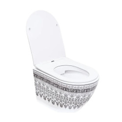 Elegancka Misa WC Carlo Mini Rimless Arte w Ciemnym Szarym + Deska Wolnoopadająca