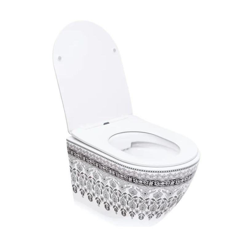 Elegancka Misa WC Carlo Mini Rimless Arte w Ciemnym Szarym + Deska Wolnoopadająca