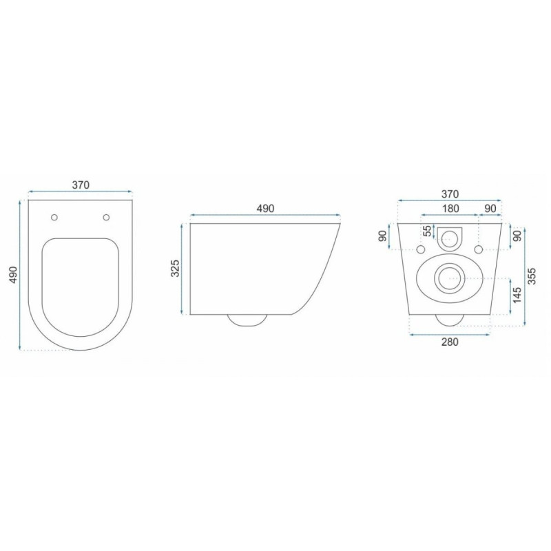 Elegancka Misa WC Carlo Mini Rimless Arte w Ciemnym Szarym + Deska Wolnoopadająca