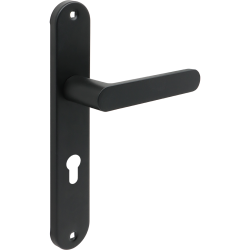 Czarna klamka MALAGA na szyldzie - elegancja i trwałość do Twoich drzwi!