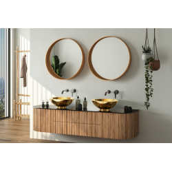 Elegancka Umywalka Nablatowa TINOS - Złoty Blask, Styl i Nowoczesność!