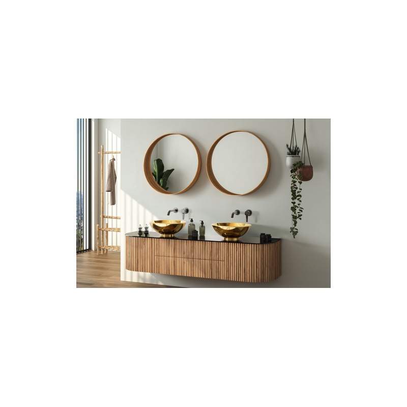 Elegancka Umywalka Nablatowa TINOS - Złoty Blask, Styl i Nowoczesność!