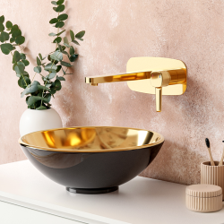 Ekskluzywna Umywalka TINOS Czarny/Złoty Połysk - Nowoczesny Design CE-43-027