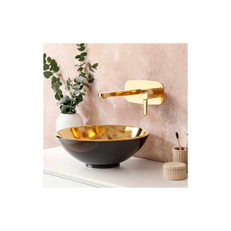 Ekskluzywna Umywalka TINOS Czarny/Złoty Połysk - Nowoczesny Design CE-43-027