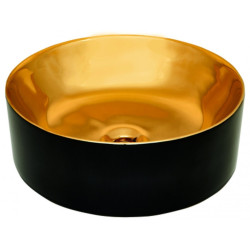 Odkryj Elegancję: Nablatowa Umywalka KOS Czarny Połysk/Złoty Połysk CE-38-027