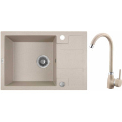 Stylowy zlewozmywak granitowy Barbados beżowy 44x65 cm + bateria gratis