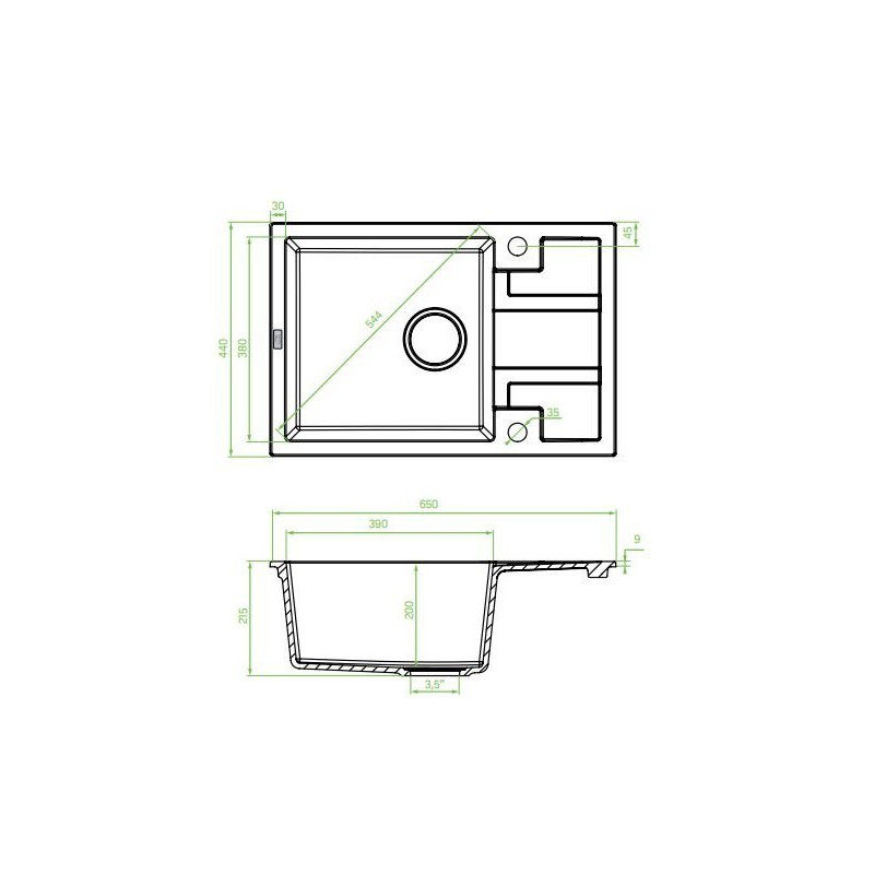 Stylowy zlewozmywak granitowy Barbados beżowy 44x65 cm + bateria gratis
