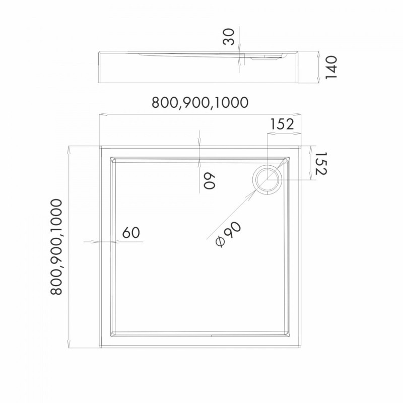 Stylowy Brodzik Kwadratowy Kronos PLUS 80x80x14 Biały - Komfort i Elegancja w Twojej Łazience