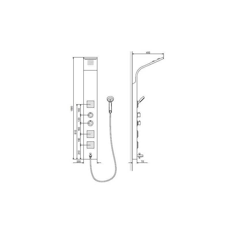 More Termo panel prysznicowy 150x20 cm, stal nierdzewna