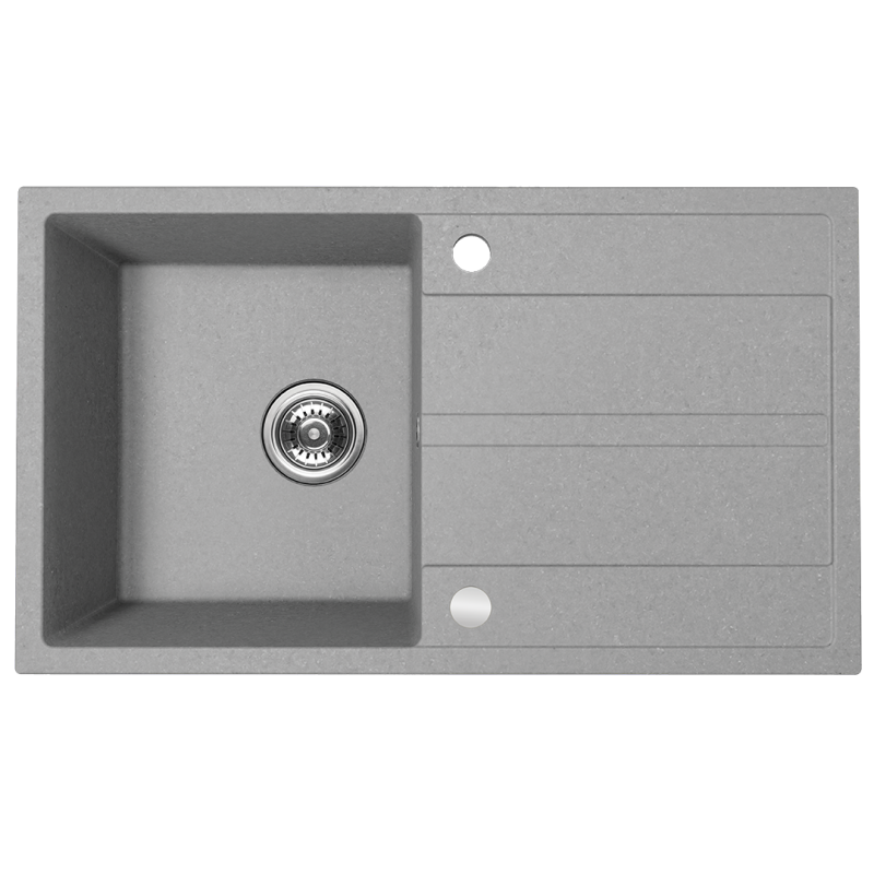 Stylowy Zlewozmywak Granitowy Viti Premium z Ociekaczem i Syfonem Compact - Szary Elegance