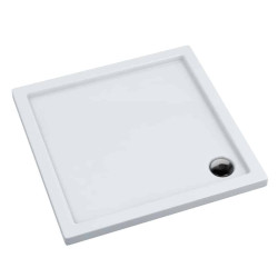 Elegancki Brodzik Kompozytowy Kronos 80x80cm Biały z Boczny Odpływ