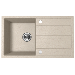 Komfortowy Zlewozmywak Granitowy Viti 1K z Ociekaczem, Beżowy, Wytrzymały na 250°C, 10 Lat Gwarancji