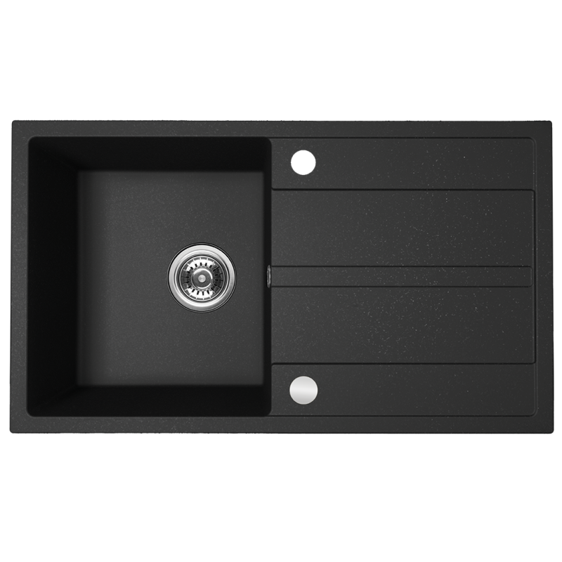 Zlewozmywak Granitowy Viti Premium: Odporność i Styl w Twojej Kuchni, Czarny 44x76 cm