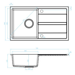 Zlewozmywak Granitowy Viti Premium: Odporność i Styl w Twojej Kuchni, Czarny 44x76 cm