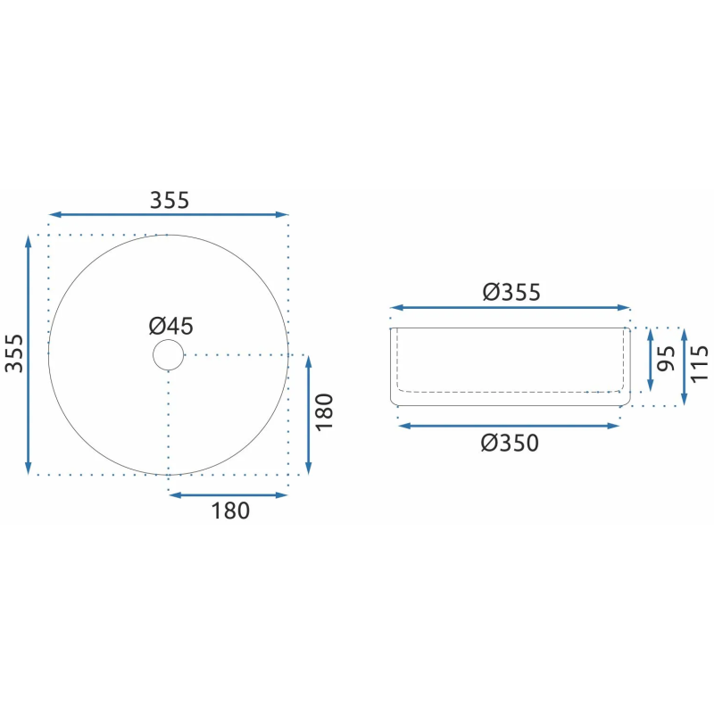 Elegancka Umywalka Rea Cristal 35 Transparentna - Design Nablatowy