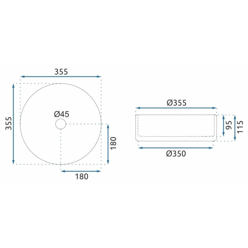 Elegancka Umywalka Rea Cristal 35 Transparentna - Design Nablatowy