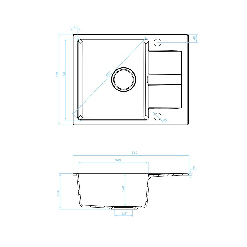 Zlewozmywak Laut beżowy 1-komorowy z półociekaczem - stylowy i funkcjonalny dodatek do kuchni