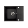 Laut Zlewozmywak Granitowy 1-Komorowy z Półociekaczem, Odporny na Wszystko, Czarny Elegancja