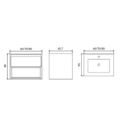 Nowoczesna Szafka Łazienkowa 60cm TUTO - Biała/Beton, Styl i Funkcjonalność w Twojej Łazience