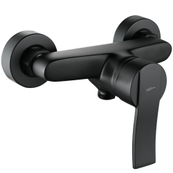 Elegancka Czarna Bateria MADERA - Ścienna z Dźwignią Fala dla Nowoczesnych Łazienek