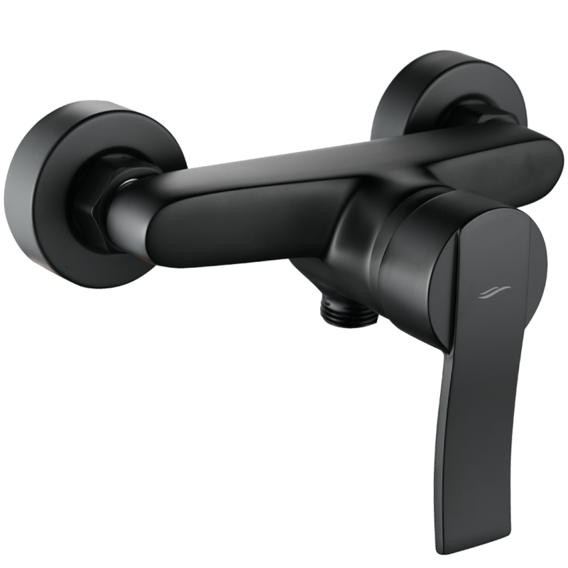 Elegancka Czarna Bateria MADERA - Ścienna z Dźwignią Fala dla Nowoczesnych Łazienek