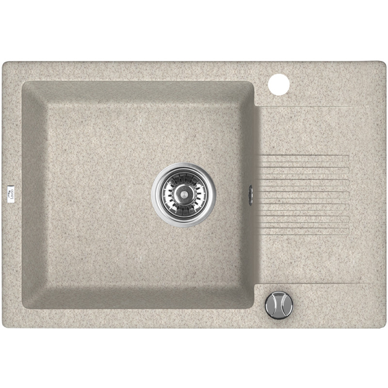 Celia Comfort – Beżowy Zlewozmywak 1-komorowy z Półociekaczem, Odporny na Uszkodzenia