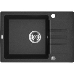 Zlewozmywak Celia - elegancki 1-komorowy model z półociekaczem, czarne wykończenie