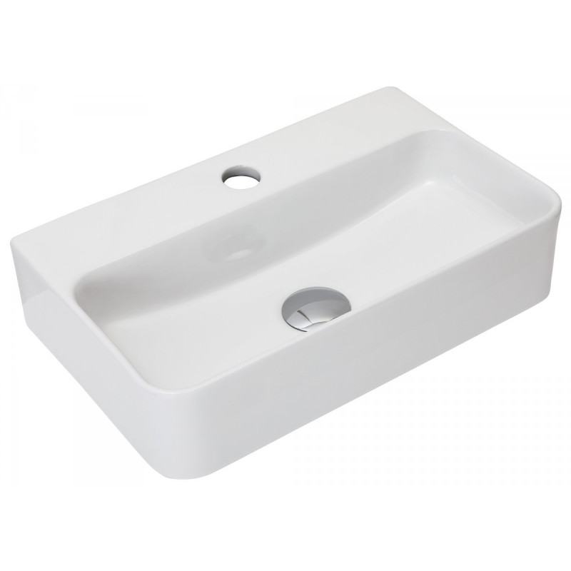 Elegancka Umywalka Nablatowa River, Biała Ceramika 45,5x25,5 cm