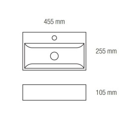 Elegancka Umywalka Nablatowa River, Biała Ceramika 45,5x25,5 cm