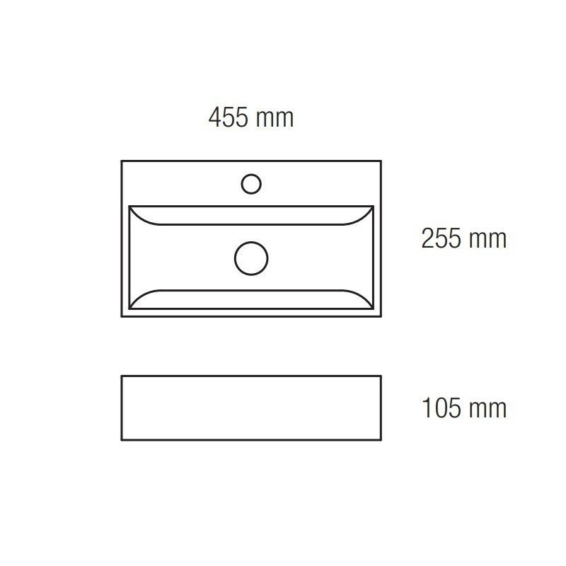 Elegancka Umywalka Nablatowa River, Biała Ceramika 45,5x25,5 cm