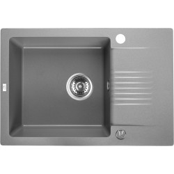 Stylowy Zlewozmywak "Celia" 1-komorowy z Szarym Półociekaczem, Odporny na Uszkodzenia i Wysokie Temp.