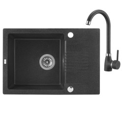 Laveo Celia zlewozmywak granitowy czarne 440x650 1-komorowy