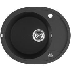 Laveo Dafne zlewozmywak granitowy czarne 470x580 1-komorowy