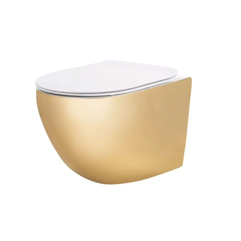 Rimless Gold WC z Duroplastu i Płaskim Wypływem - Mini Elegancja dla Twojej Łazienki