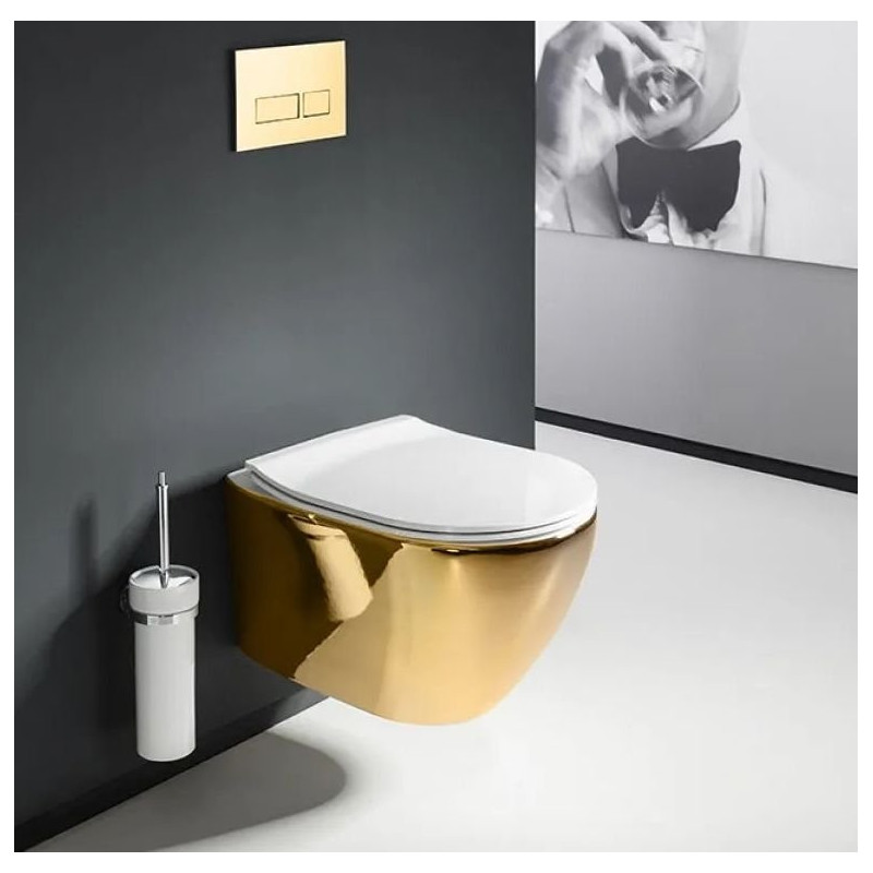 Rimless Gold WC z Duroplastu i Płaskim Wypływem - Mini Elegancja dla Twojej Łazienki