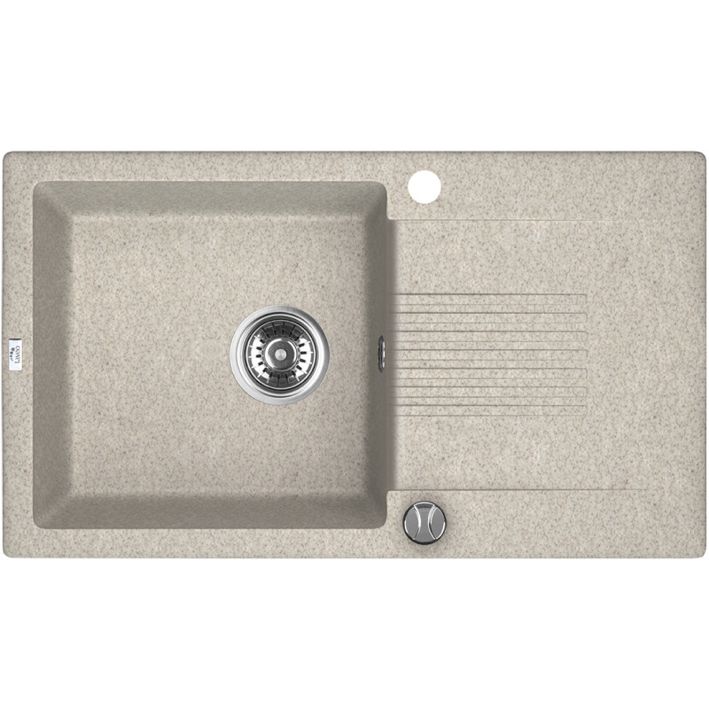 Zlewozmywak Celia 1-komorowy beżowy z ociekaczem i funkcją automatycznego zamknięcia odpływu