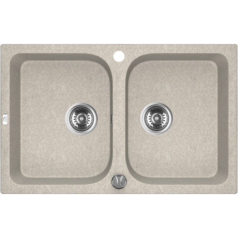 Elegancki Zlewozmywak Celia - 2-Komory, Beż, Odporność, Gwarancja 10 lat, Montaż Blatowy