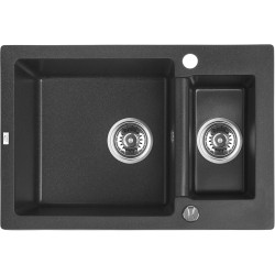 Laveo Celia zlewozmywak granitowy czarne 440x650