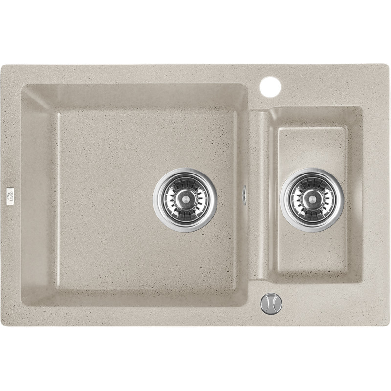 Celia Beż Plus - Zlewozmywak 1,5-komorowy, Odwracalny, 65x44 cm, Automatyczny Korek, 10 lat gwarancji