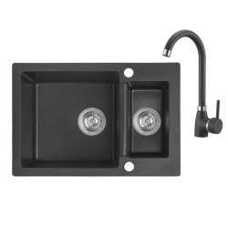 Celia Kompakt - Nowoczesny Zlewozmywak 1,5-komorowy z Ciemną Baterią i Funkcjonalnym Syfonem