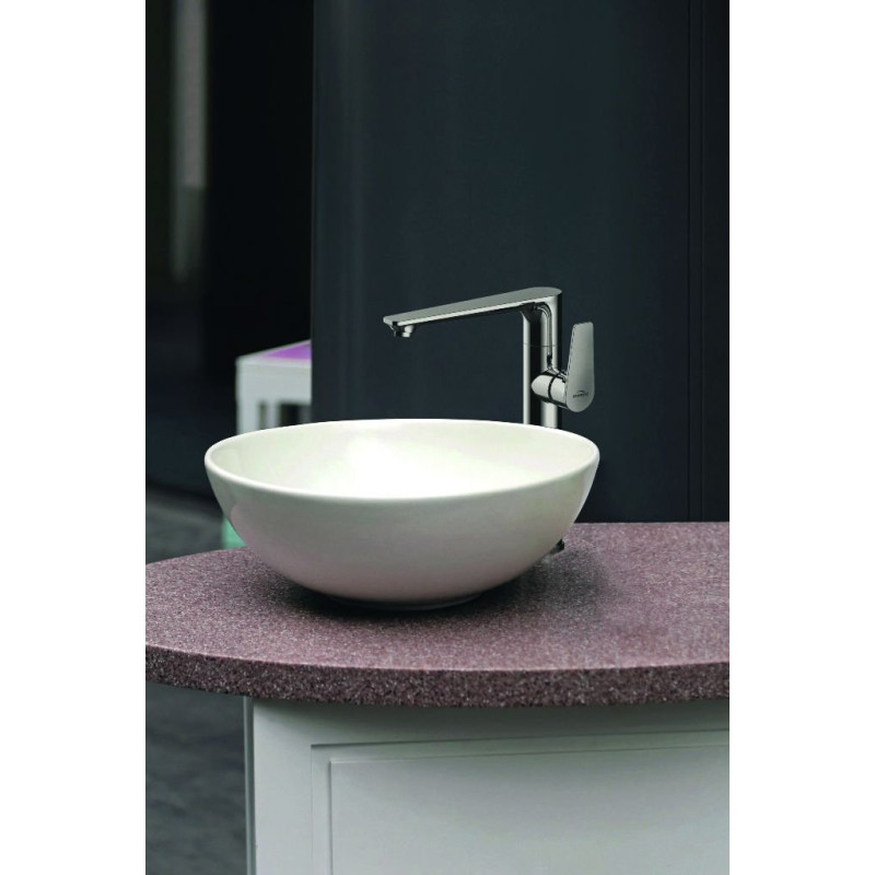 Elegancka umywalka nablatowa Tinos - biała ceramika w połysku!