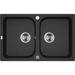 Laveo Celia zlewozmywak granitowy czarne 480x760 2-komorowy