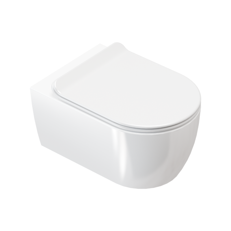 Doto D 54 miska WC 54 cm wisząca bezrantowa z deską wolnoopadającą, biały połysk