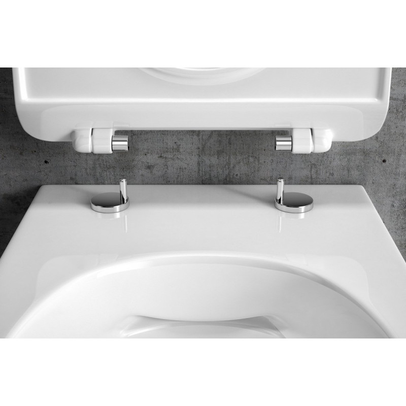 Doto D 54 miska WC 54 cm wisząca bezrantowa z deską wolnoopadającą, biały połysk