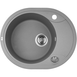 Dafne Elegance - Szary Zlewozmywak Okrągły 1-komorowy z Półociekaczem, Odporność 250°C