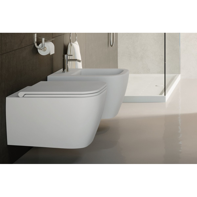 Stylowy Zestaw WC QUADRA No-Rim w Białym Macie - Elegancja i Higiena!