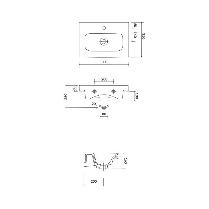 Elegancka umywalka ceramiczna Moduo Slim 50 cm - styl i funkcjonalność dla Twojej łazienki