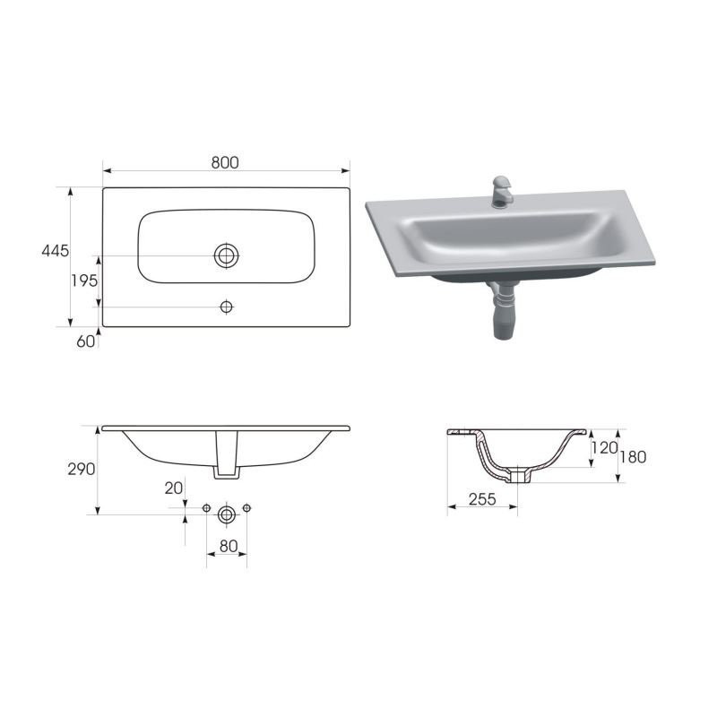 Ceramiczna umywalka wpuszczana Moduo 80 cm - elegancja i funkcjonalność dla Twojej łazienki