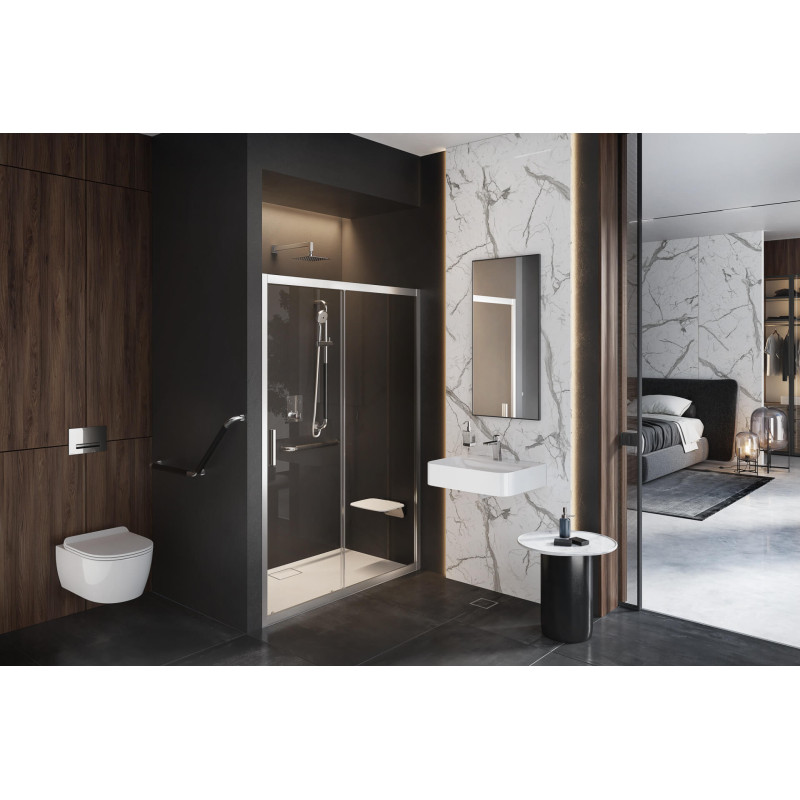 Seria 201 drzwi prysznicowe przesuwne 120 cm, Clean Control, chrom przezroczyste